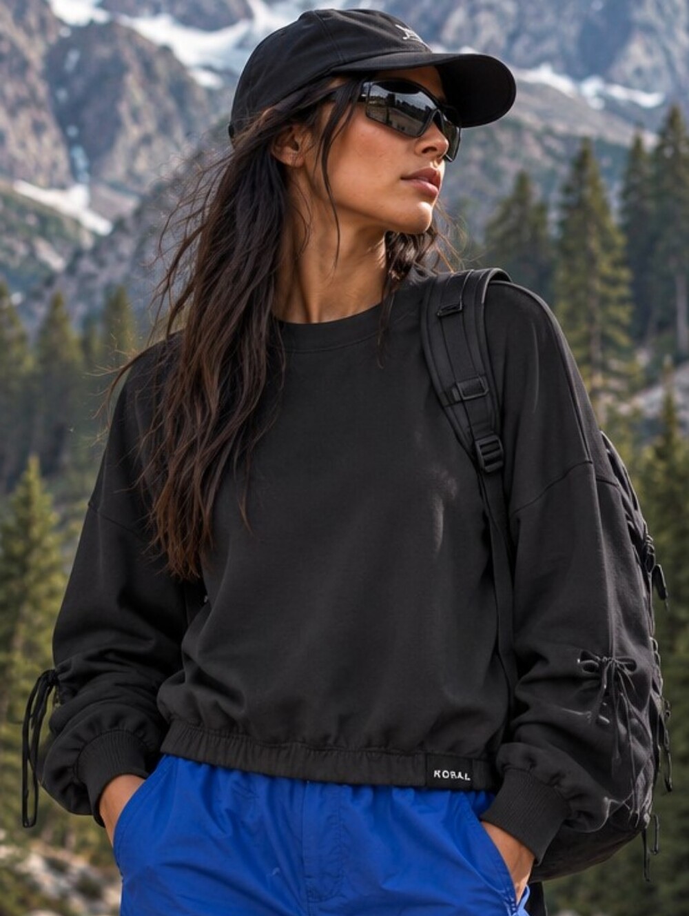 Koral by Ilana Kugel Black Oversized Pullover Sweatshirt Women’s M Made in USA
